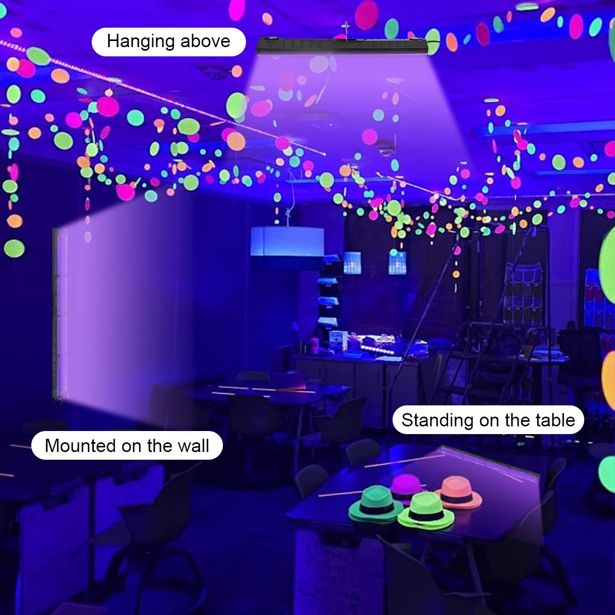 UV Black Light Lamp UV Floodlight With Magnetic LED Indoor Decor Party Atmosphere Table Lamp UV Light Halloween Party