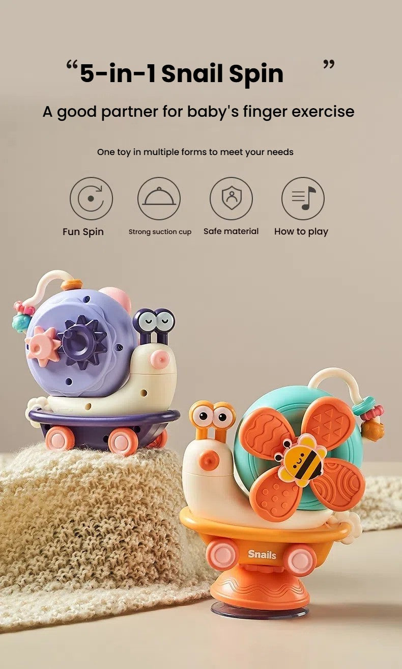 Brinquedo Giratório Caracol Destacável | Moinho de Vento com Ventosa e Brinquedo Sensorial para Carro – Jogo de Viagem Criativo para Habilidades Motoras Finas do Bebê de 0 a 12 Meses
