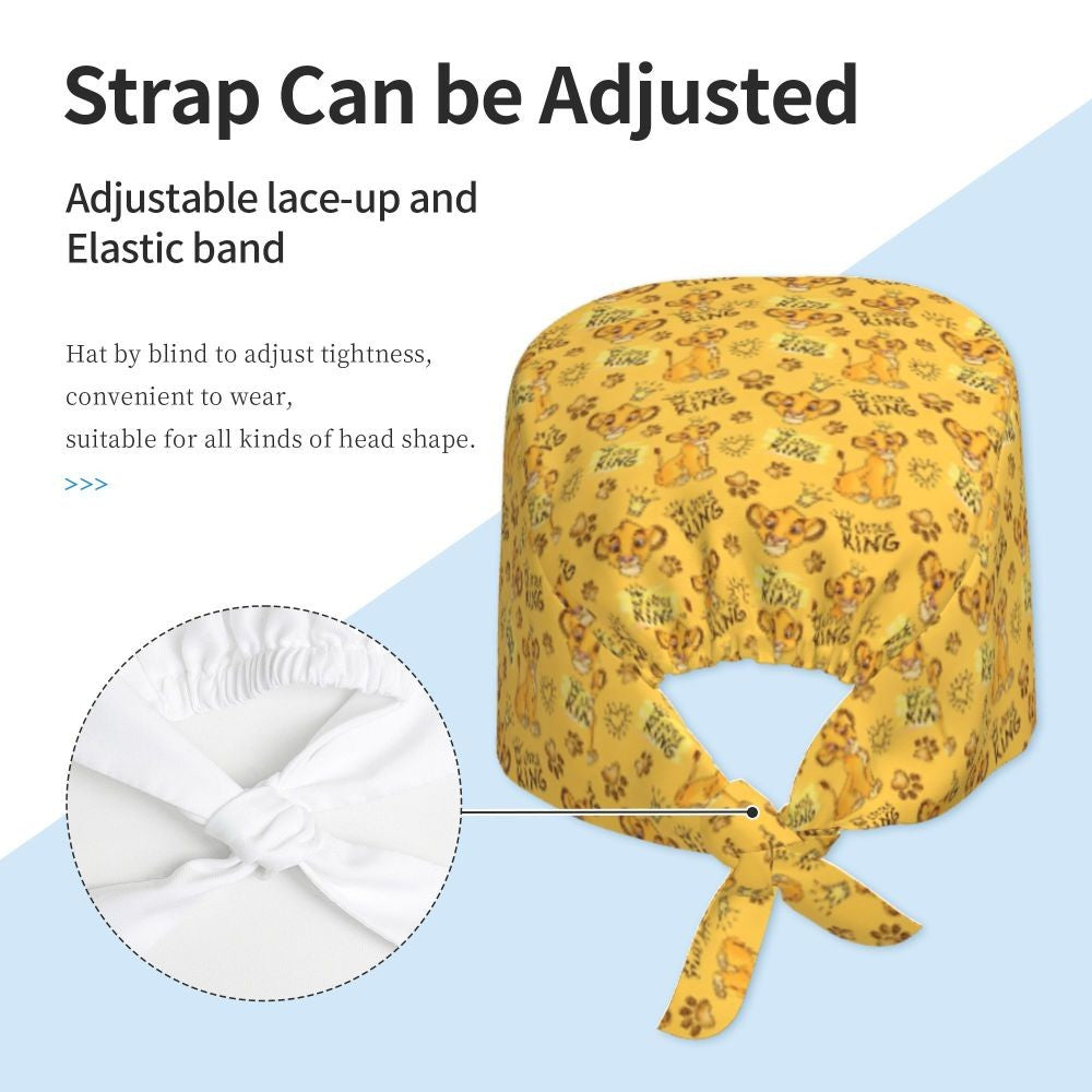 Boné cirúrgico personalizado O Rei Leão, divertido, para homens e mulheres, chapéu de esfoliação, gorro de enfermeira para dentista