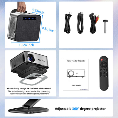 XIWBSY 40000Lumens Portable Projector 4K Android 12.0 Daylight Projector 64G 8K Video Home Theater AutoFocus Smart Proyector
