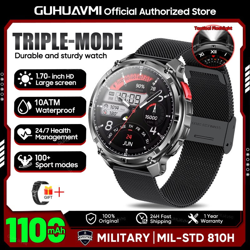 Smartwatch T-Rex 3 de Grau Militar, Bateria de 1100mAh, À Prova D'água 10ATM, GPS, Chamada Bluetooth, AMOLED HD, Masculino, Esportivo, Novo Modelo 2026
