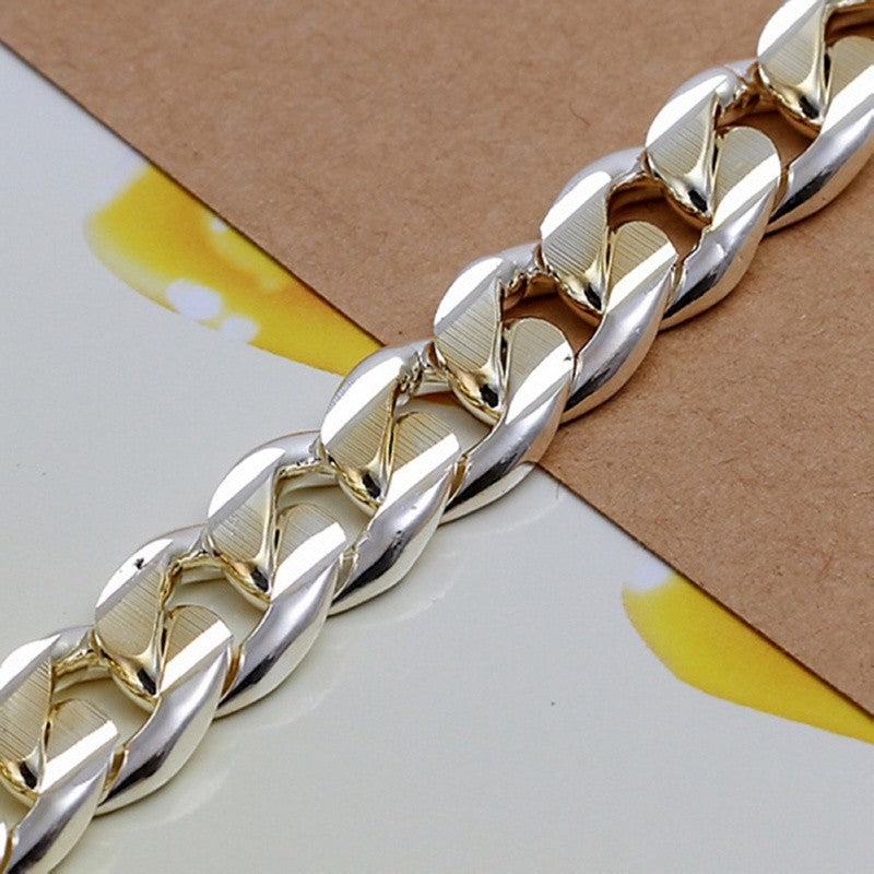 Pulseira de casamento de corrente cubana colorida de 10 mm de prata esterlina 925 para homens e mulheres, presente de aniversário moderno com berloque