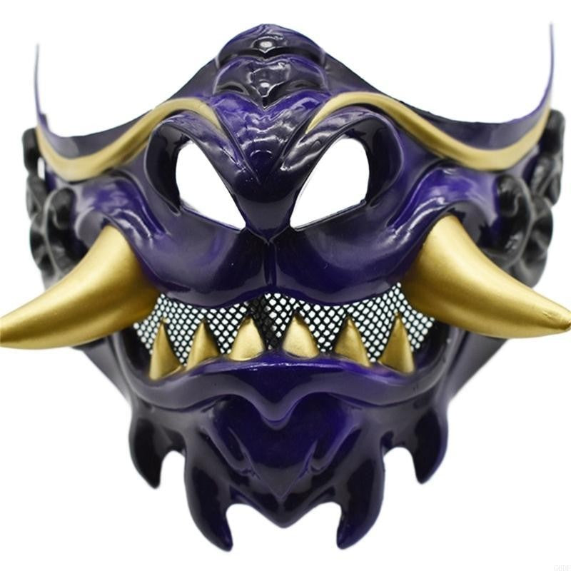 Devil Samurais Mask Halloween Cosplay Mask Half Face Mask Masquerade Mask Party Mask Japanese Mask for Carnivals