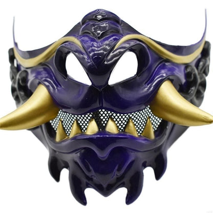 Devil Samurais Mask Halloween Cosplay Mask Half Face Mask Masquerade Mask Party Mask Japanese Mask for Carnivals