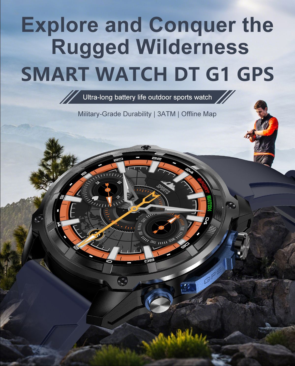 2025 Novo Smartwatch T-Rex Tático GPS Integrado Mapa Offline 4GB Memória 5ATM IP69K Natação À Prova D'Água Masculino Smart Bracelete Militar