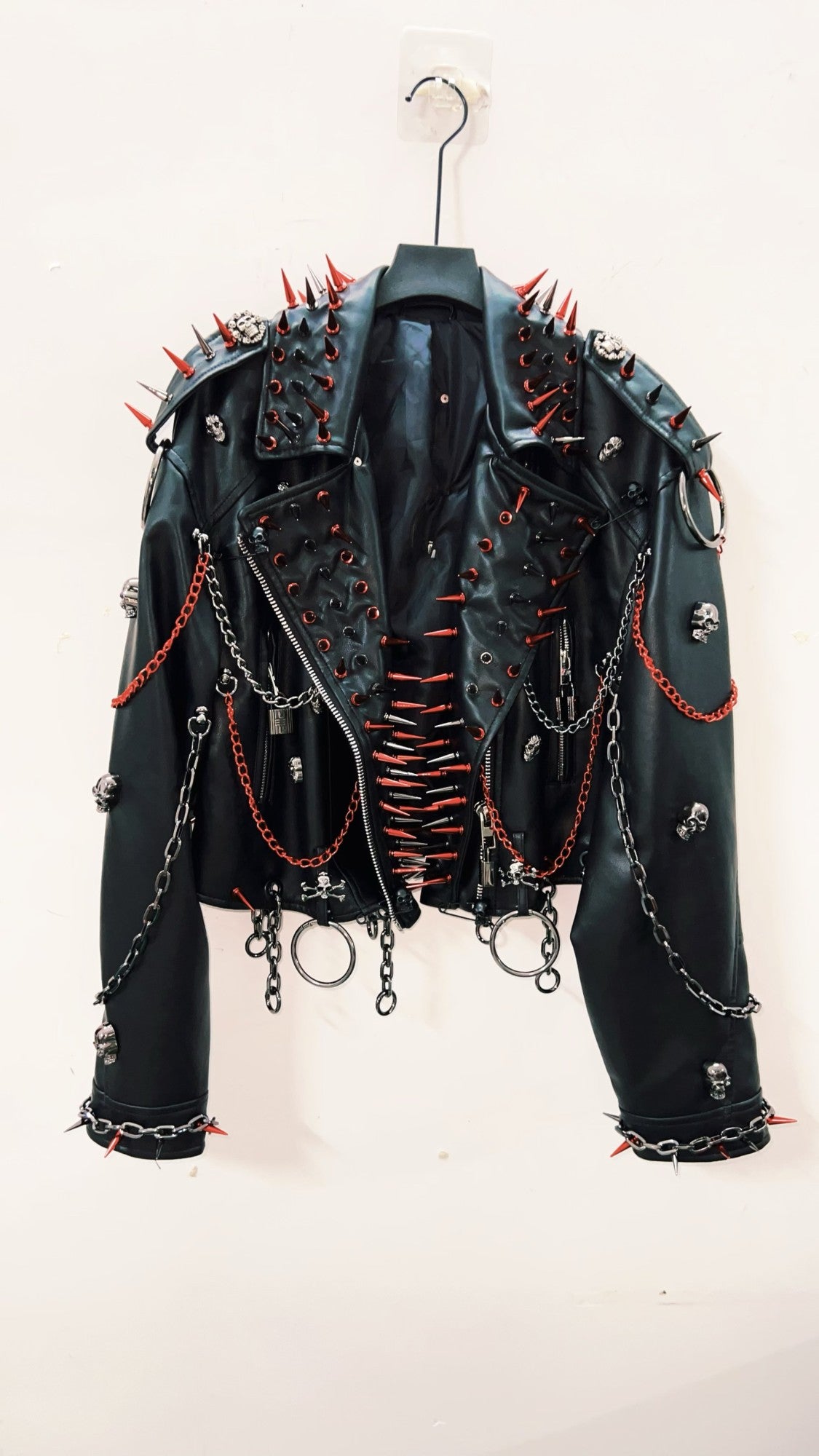 vintage Leather jacket Gothic Leather jacket Punk Leather jacketoversizeLeather jacket Rivet Leather jacket skull Leather jacket