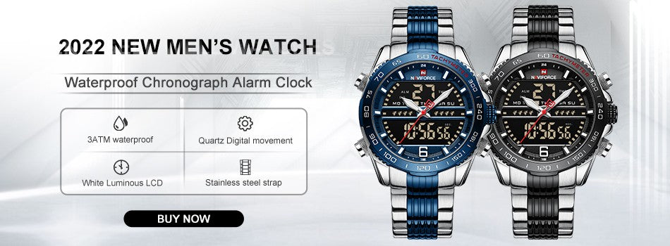 NAVIFORCE Men Military watch Multifunction Chronograph Sports 3ATM Waterproof alarm mode Day And Date Display Male Gifts Clocks
