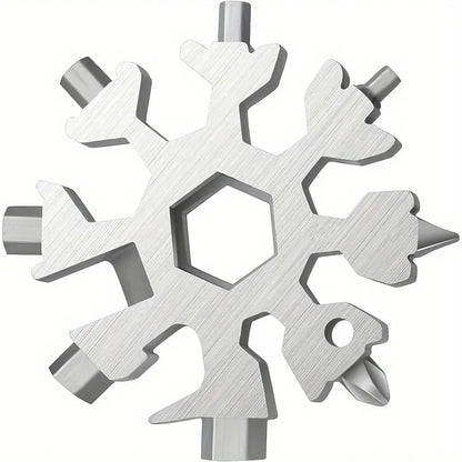 1 Ferramenta Multifuncional Floco de Neve, Abridor de Garrafas de Aço Inoxidável, Chave de Fenda, Chave Inglesa, Utensílio Essencial para Acampamento de Natal