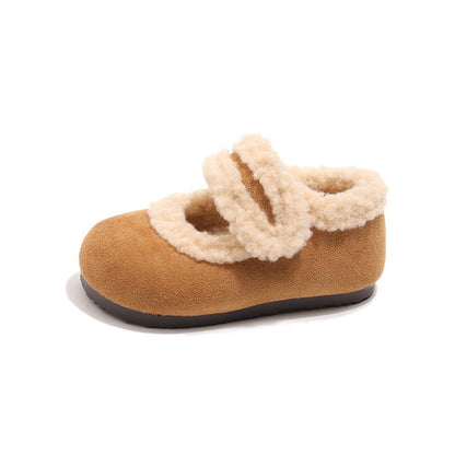 Children's Cotton Shoes 1-18 Years Old Beige Padded Thickened Boys Girls Walking Shoes Brown Soft Bottom Non-slip Kids Fur Shoes