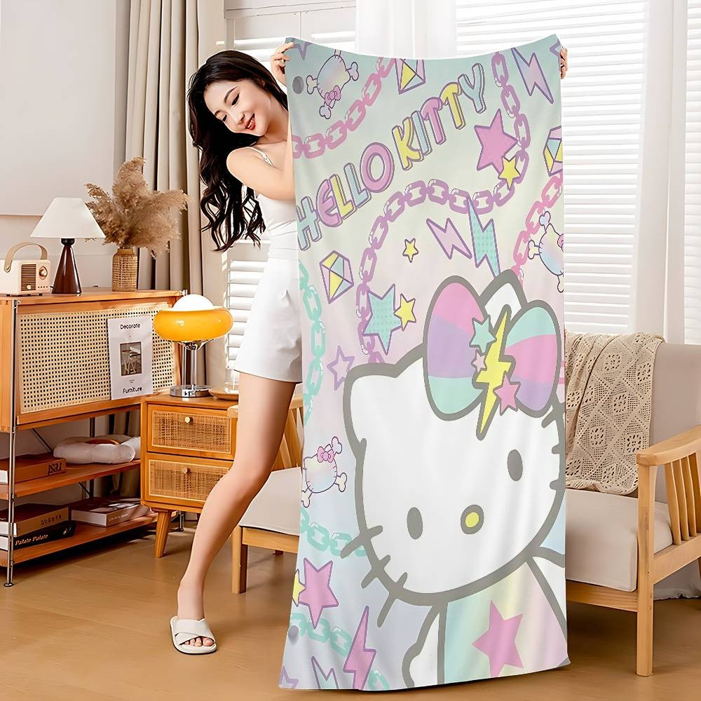 Kawaii H-Hello Kitty Microfiber Beach Towel Absorbent Quick Dry Soft Yoga Swimming Resort Mountain Climbing Towel