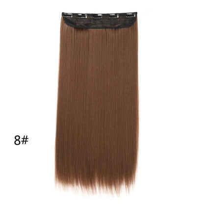 Alongamento de Cabelo Sintético Invisible Hair Extensions com 5 Clipes, 60cm, Liso, Resistente ao Calor, para Mulheres