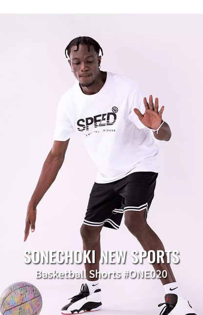 Knee Length Basketball Shorts Men Striped Loose Running Sport Gym Dry Fit Mesh Breathable Fitness Training Workout Bottom Male