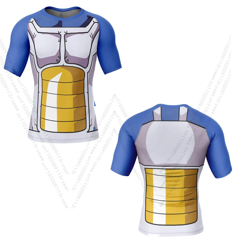 Vegeta Battle Suit v2 Dragon Ball Z Anime Men's Workout Print Gym T-shirt Kid Breathable Cosplay Shorts Quick Dry Sportwear Suit