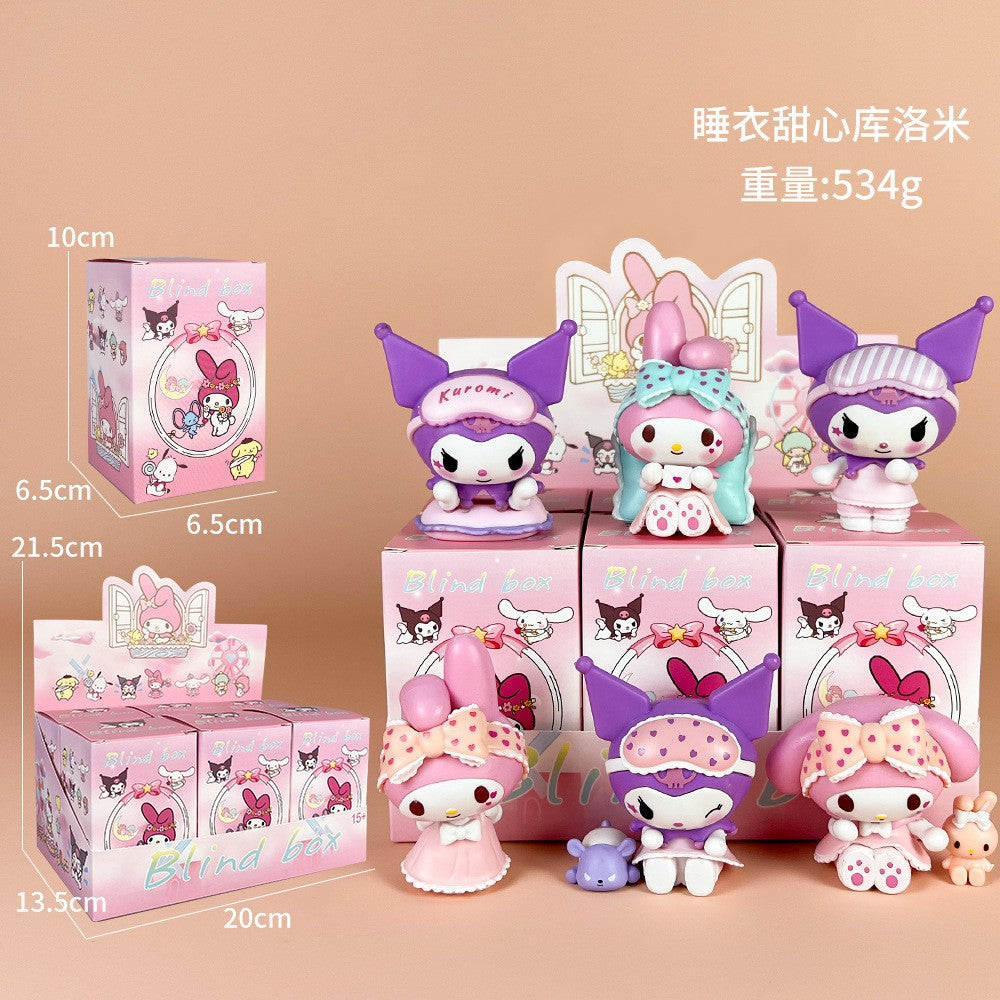 Kit com 5 peças - Sanrio Cinnamoroll, Figura de Anime Pochacco Kuromi Pom Pom Purin Hello Kitty, Bonecos de Ação Modelo My Melody, Presentes