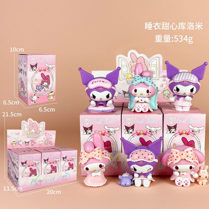 Kit com 5 peças - Sanrio Cinnamoroll, Figura de Anime Pochacco Kuromi Pom Pom Purin Hello Kitty, Bonecos de Ação Modelo My Melody, Presentes