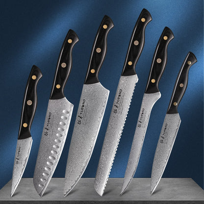 TURWHO 1-6PCS Kitchen Knives Set Japanese 67 Layer Damascus Steel Chef Knife PRO VG10 Santoku Bread Boning Utility Paring Knives