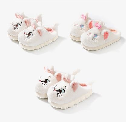 Princesa Cute Mary Gato Chinelos de Algodão Peludo Mulheres Chinelos de Casa Inverno Chinelos de Pelúcia Slides Chinelos de Interior Fofos Sapatos Encantadores