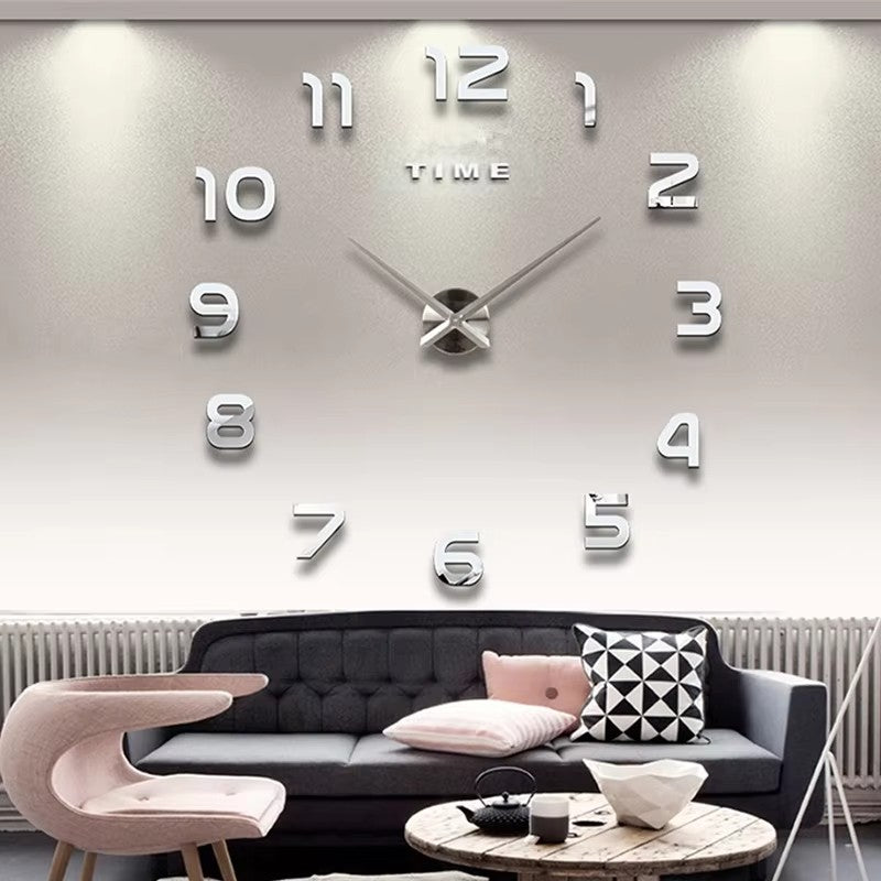 Large 3D DIY Wall Clock Giant Acrylic Mirror Clocks Frameless Big Horloge Home Decoration for Living Room Bedroom Wall Decor