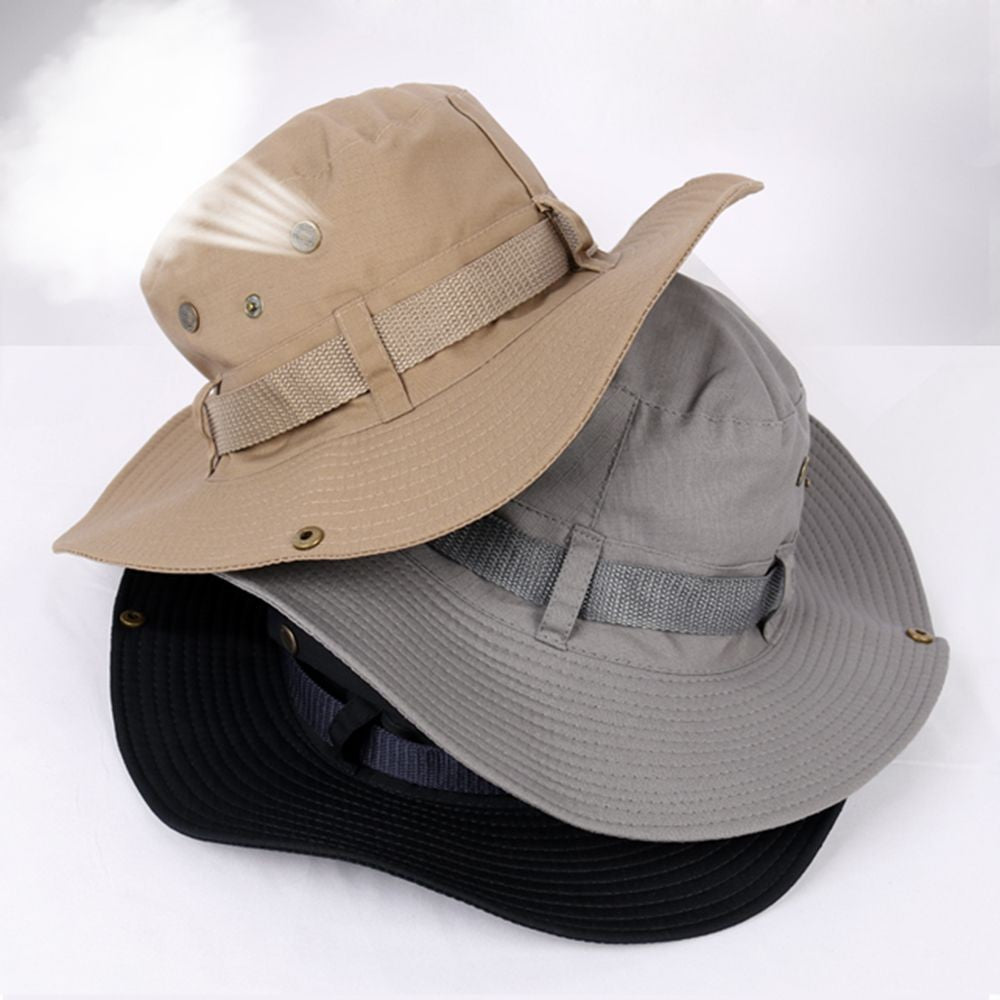 Men Fishing Wide Brim Neck Flap Cover Sun Bucket Hat Hiking Cap Summer Hiking Fisherman Caps