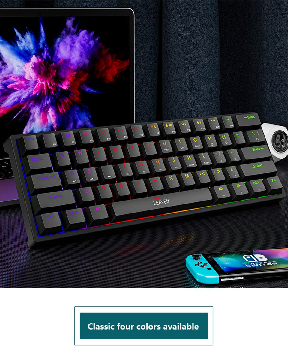 Teclado Mecânico Gamer Mini K620 61 Teclas RGB Hotswap Tipo-C com Fio Keycaps PBT Teclado Ergonômico 60%