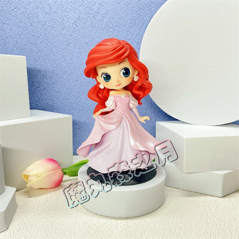 Bandai Disney A Pequena Sereia Anime Qposket Personagens Ariel Linha Glitter Boneco de Ação Modelo Colecionável Brinquedos Presente de Aniversário