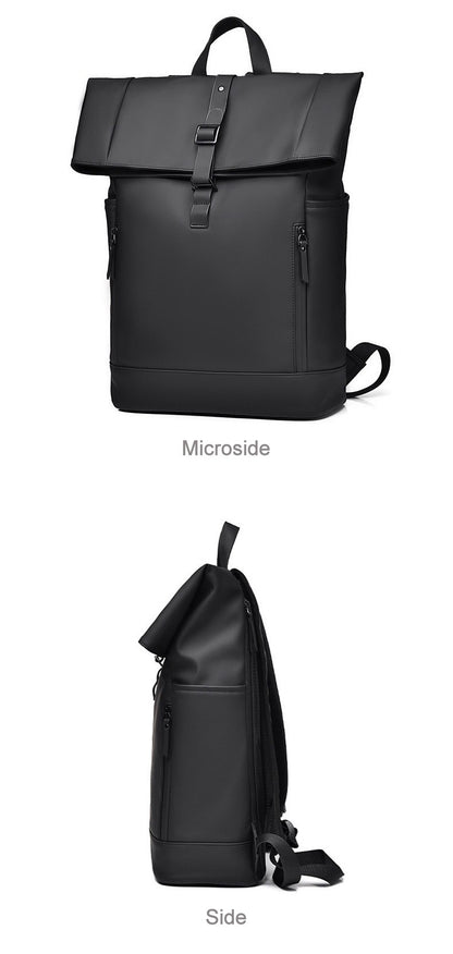 Black Fashion Roll Top Computer Bag Laptop Travel Business Waterproof Large Capacity Backpack Teenager School Bag ?? Mochila