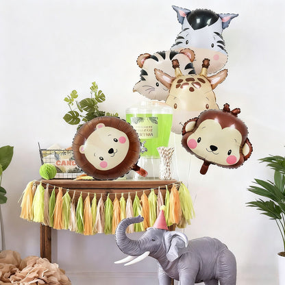 1/5pcs Animal Head Balloon Lion Monkey Tiger Zebra Giraffe Perfect for Birthday Party Decoration, Jungle Party Decoration