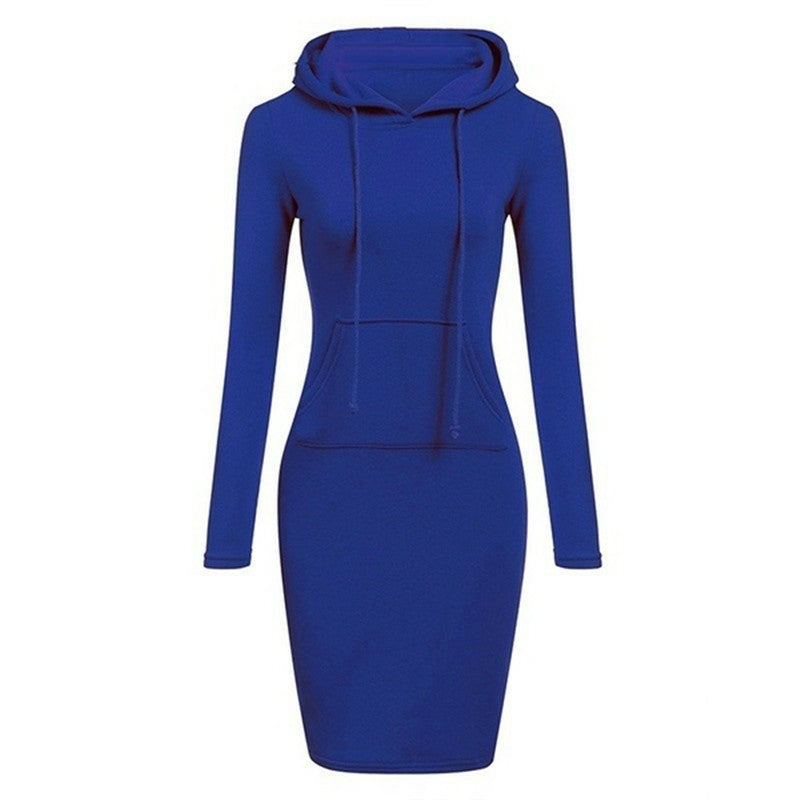 Fashion Sweatshirt Dresses Women's Pocket Hooded Casual Dresses Mini Dresses