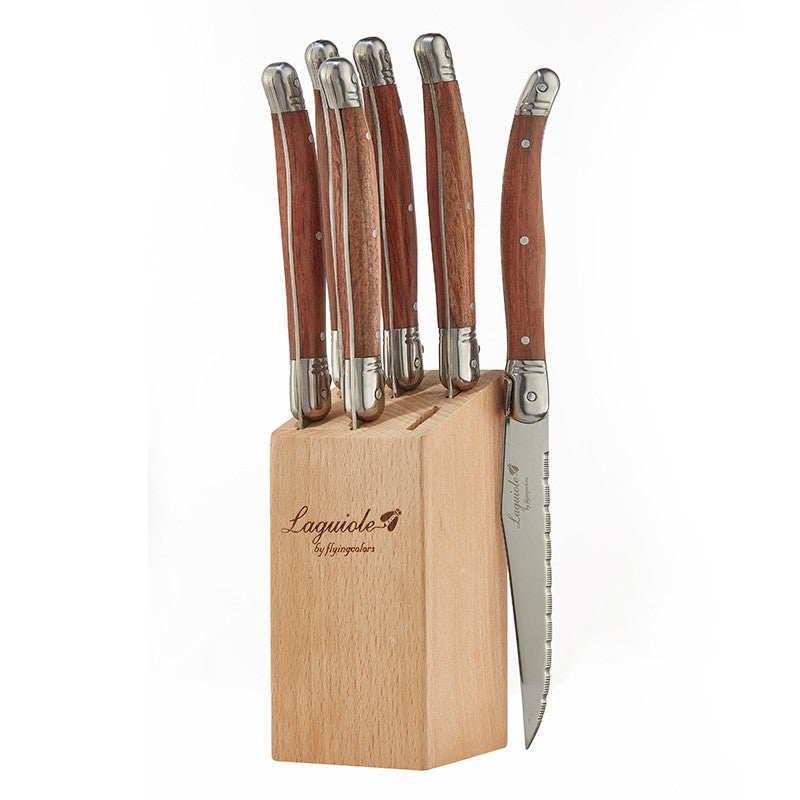 6-7pcs 9inch Stainless steel Laguiole Steak Knives Wooden Table Dinner Knifes Wood handle Japanese Cutlery  Korean Dinnerware