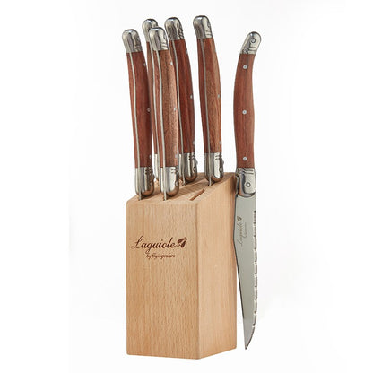 6-7pcs 9inch Stainless steel Laguiole Steak Knives Wooden Table Dinner Knifes Wood handle Japanese Cutlery  Korean Dinnerware