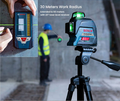 Nível a Laser Bosch GLL 3-60 XG 12 Linhas Verde Nível 3D Autonivelante 360 Horizontal e Vertical Cruz 30m Ferramenta de Medição Potente