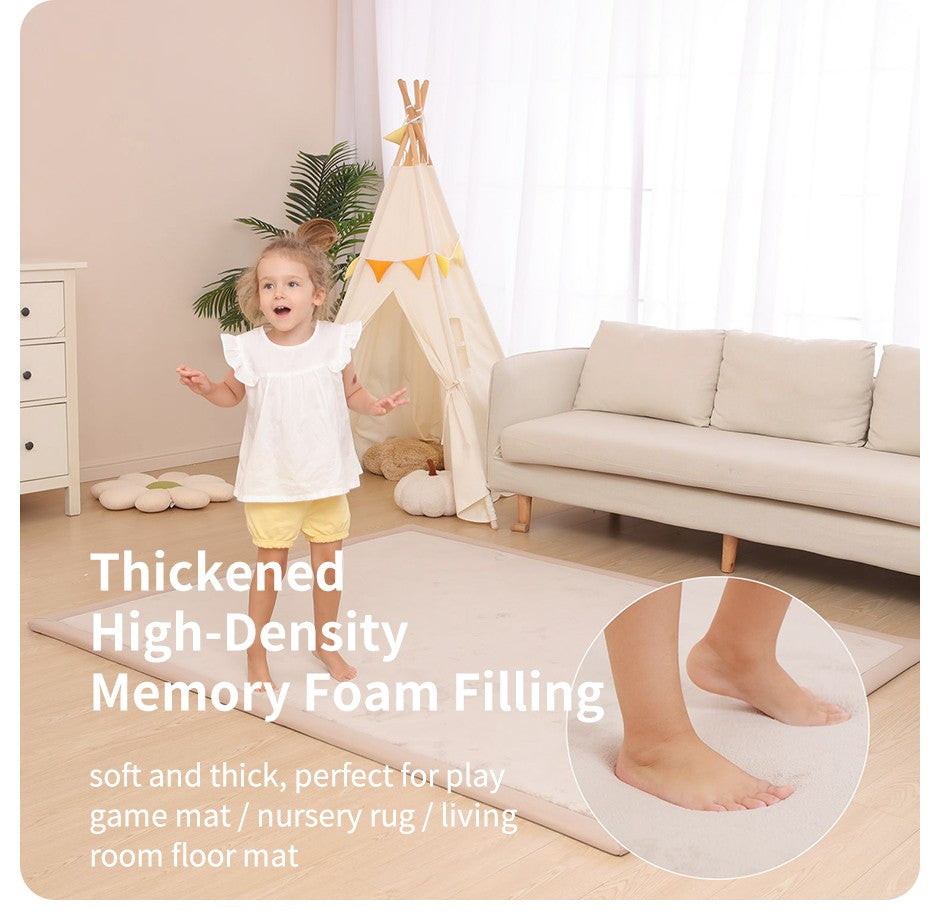 1pc Japanese Tatami Rug, Coral Velvet Area Rug, Baby Mat for Floor Play, 3CM Thick Crawling Rugs, Padded Foam Rug for Kids Playr