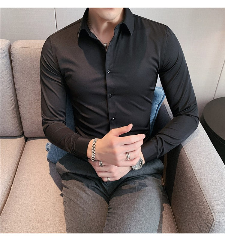 Plus Size S-7XL High Quality Men Dress Shirt 2024 Autumn Long Sleeve Solid Business Slim Shirts Homme Dress Social Casual Shirt