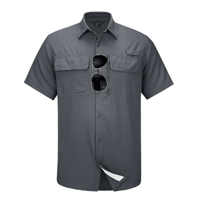 MAGCOMSEN Mesh Breathable Shirt Men's Quick Dry Button Short Sleeves UPF 50+ Sun Protection Hiking Fishing Work Cargo Shirts