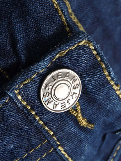 Men's ribbed jeans, elastic straight leg denim pants, washed bicycle distressed jeans