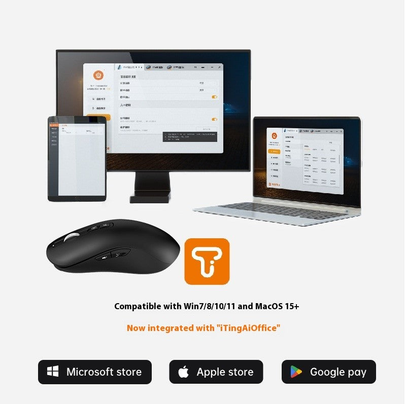 Ai Voice Mouse Wireless Bluetooth Dual-Mode Rechargeable for Laptop Pc Voice Typing Translation Deepseek Gpt intelligent Office
