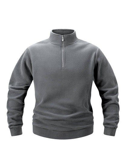 2025 Men Casual Fleece Sweatshirts Tops Men Sport Classic Stand Collar Sweatshirts Men’s Quarter Zip Hoodie Basic Pullover 3XL