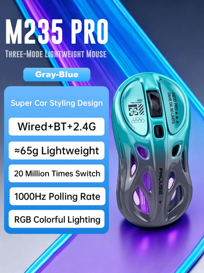 M235 Pro Lightweight Wireless Laptop Mouse BT/2.4G/Wired RGB 1000Hz Polling Rate Programmable Designed for Comfortable Office