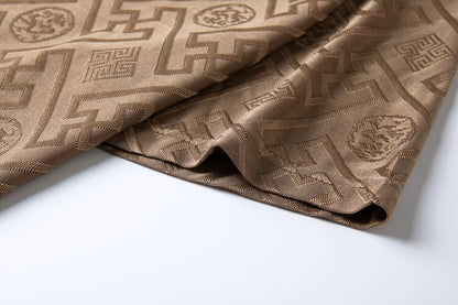 2024 Summer Ice Silk Men's Jacquard Short Sleeve T-shirt High end Brand Fashion Jacquard Cool Breathable Casual Round Neck Top