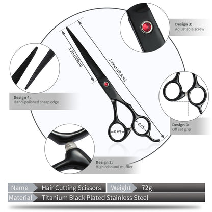 Kit de Tesouras de Aço Inoxidável para Tosa de Animais de Estimação para Destros - Conjunto de 4 Peças com Pontas Redondas de Segurança para Cães e Gatos