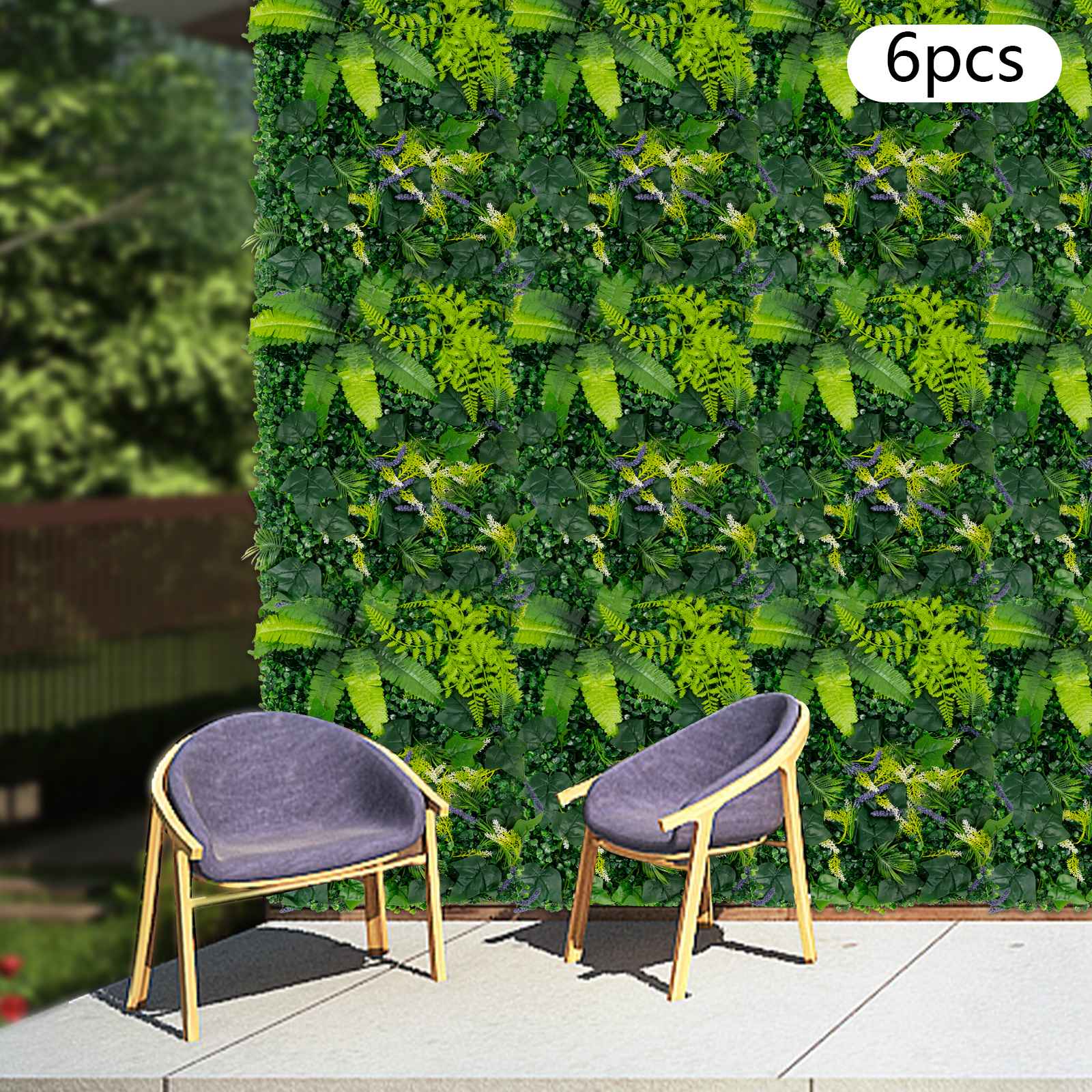 6 Pack Artificial Greenery Wall 60x40cm Faux Plant Panel for Garden Balcony Porch Wedding Party Indoor Outdoor Decoration