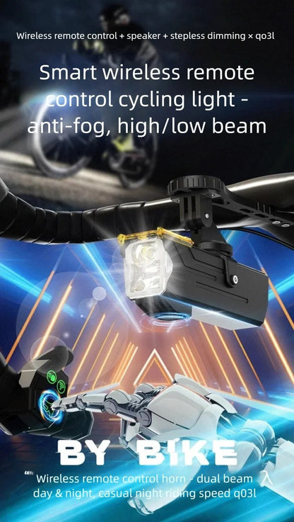 BUCKLOS 4000mAh Bicycle Lights Front with Horn Aluminium Alloy Bike Haedlight Type-C Charging Bike lights Bicycle Accessories