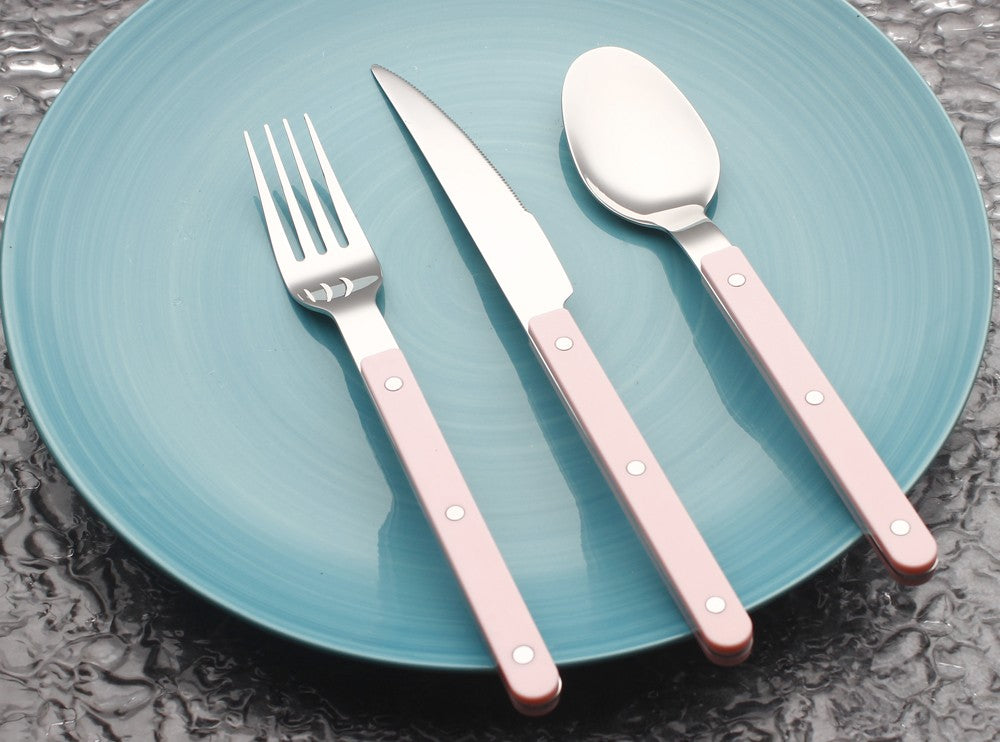 Conjuntos de Talheres de Design Moderno Espelhamento Superior Aço Inoxidável 18/8(304) Cabo ABS com Rebites Jogo de Talheres para Cozinha