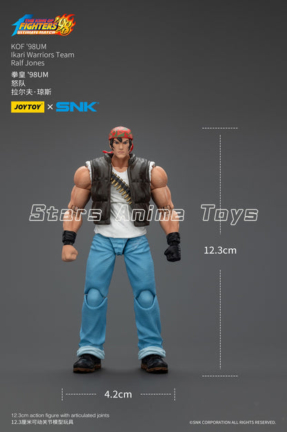 Original JOYTOY 1/18 Action Figure SNK KOF'98UM Ikari Warriors Team Leona Heidern/Ralf Jones/Clark Still Modelo de Brinquedo