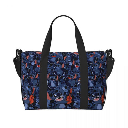 Custom Large SLilo And Stitch Cartoon Tote Bag Women Anime Shopping Shoulder Beach Gym Travel Bag