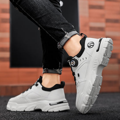 Men's boots autumn and winter new rotating shoelaces fashion casual boots youth outdoor boots anti slip soft sole workwear boots