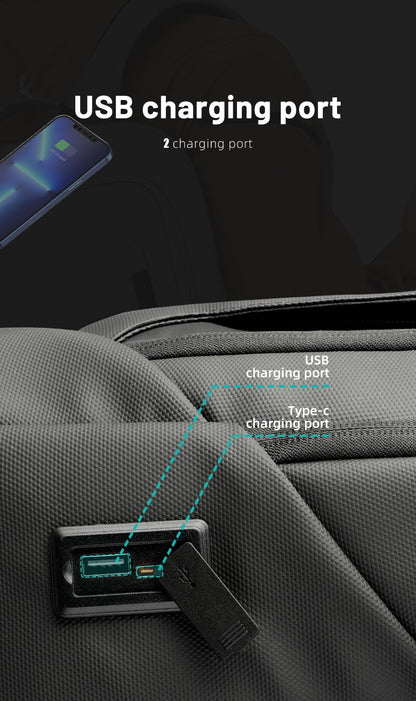 HK Men's Designer Laptop Bag Waterproof School Bags for College Boys Male Business Sports Travel Backpack Men With USB Charging