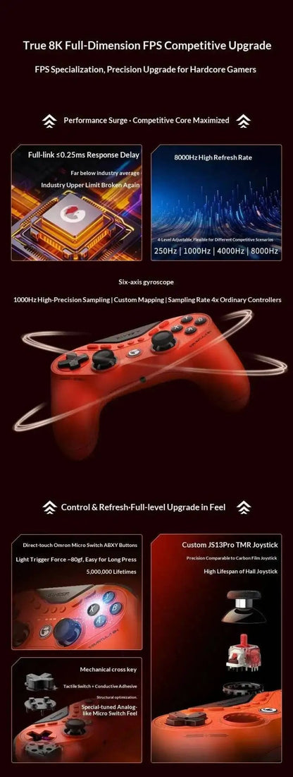 NEW Tarantula 8K Wired Esports Controller Gen-2 TMR Sticks 8000Hz Polling 0.5ms for PC Steam Switch Android iOS