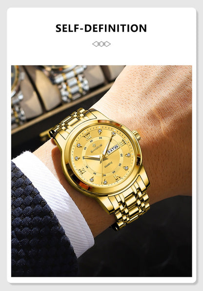 LIGE Brand BANGWEI Quartz Man Watch Fashion Stainless Steel Band Business Luxury Diamond Waterproof Calendar Watches for Men+Box