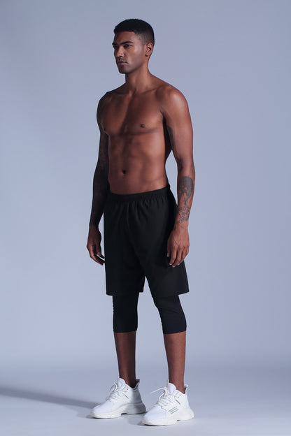 2 in 1 Compression Pants Mens basketball shorts Leggings sport Running Shorts High Elastic Dry Fit Training Tights Jogging Pants